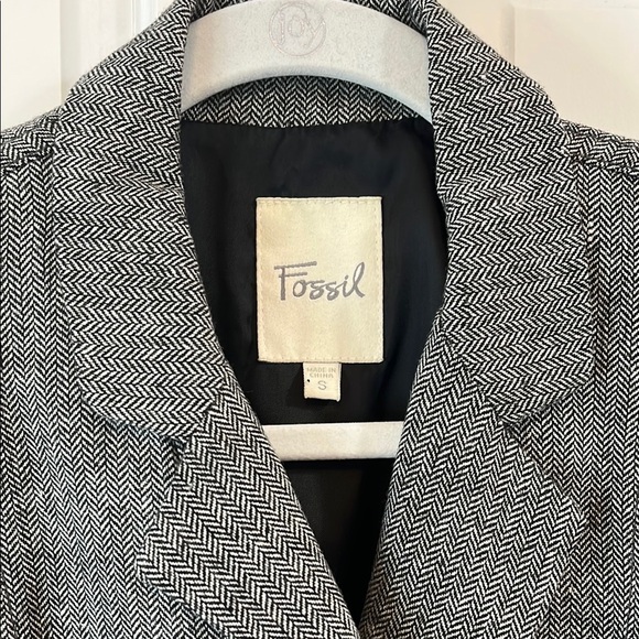 Y2k Fossil Gray Tailored Wool Blend Blazer with Notched Lapel - Size Small - Picture 2 of 14